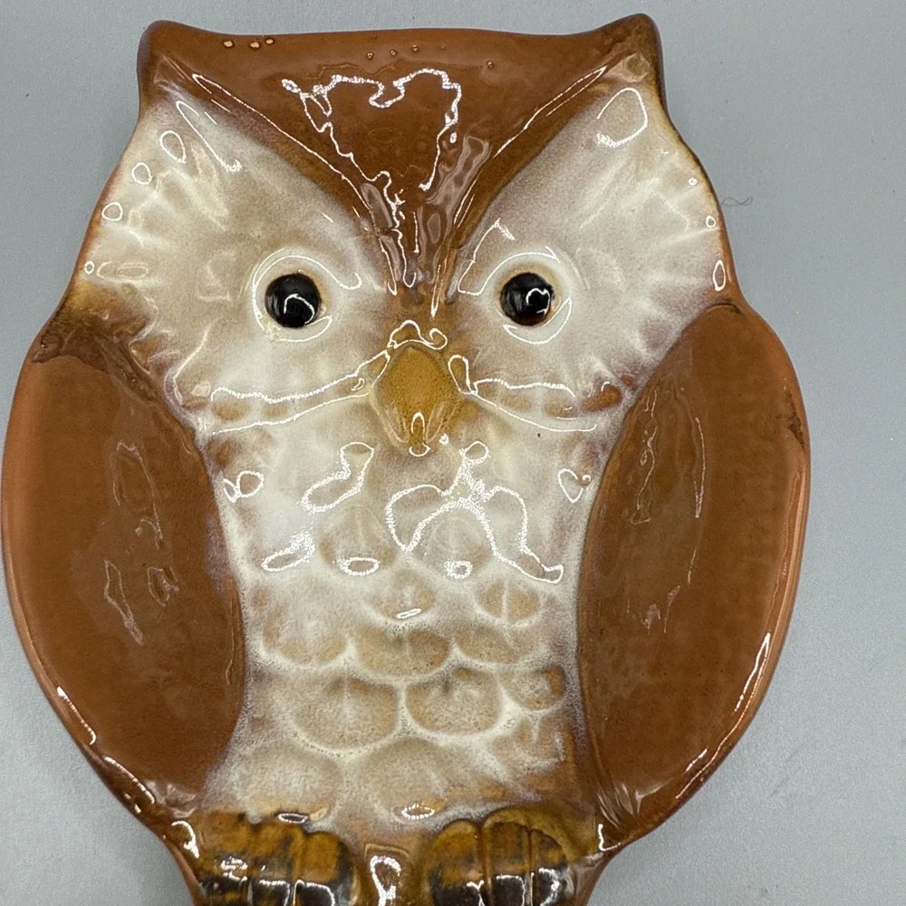 Ceramic OWL SPOON REST Fall Decor Kitchen - Picture 2 of 4